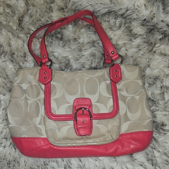 Coach Beige and Pink Shoulder Bag - Picture 1 of 6